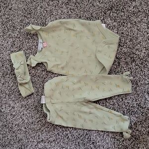 3 piece set mint green with flowers